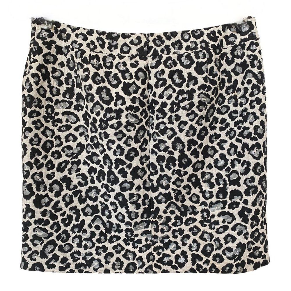 Halogen Leopard Print Brown Tan Metallic Threads Pencil Skirt Size 14 #03